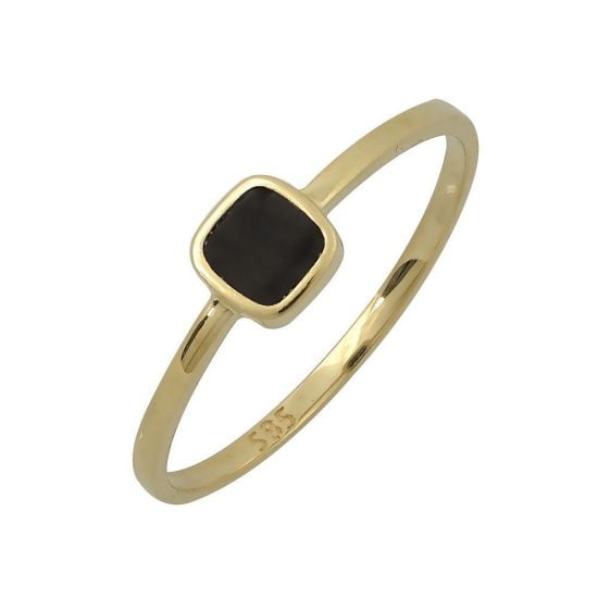 Χρυσό δαχτυλίδι με μαύρη πέτρα.