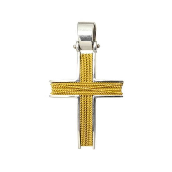 Unisex δίχρωμος Σταυρός με χρυσό κορδόνι.
