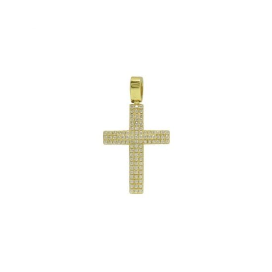 Γυναικείος χρυσός σταυρός με λευκά ζιργκόν.