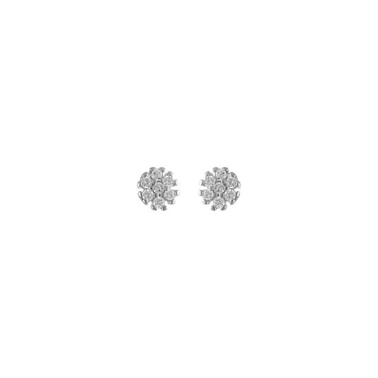 Ασημένια σκουλαρίκια με λευκές πέτρες.