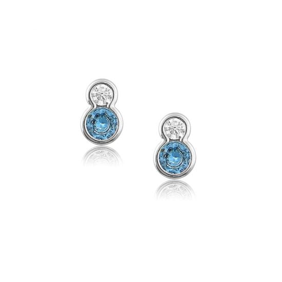 Ασημένια σκουλαρίκια με λευκές και μπλε πέτρες.