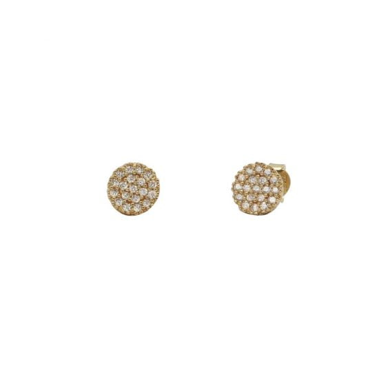 Χρυσά σκουλαρίκια με λευκές πέτρες.
