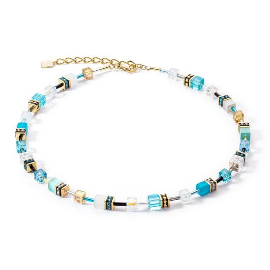 GeoCUBE® Iconic necklace gold turquoise
