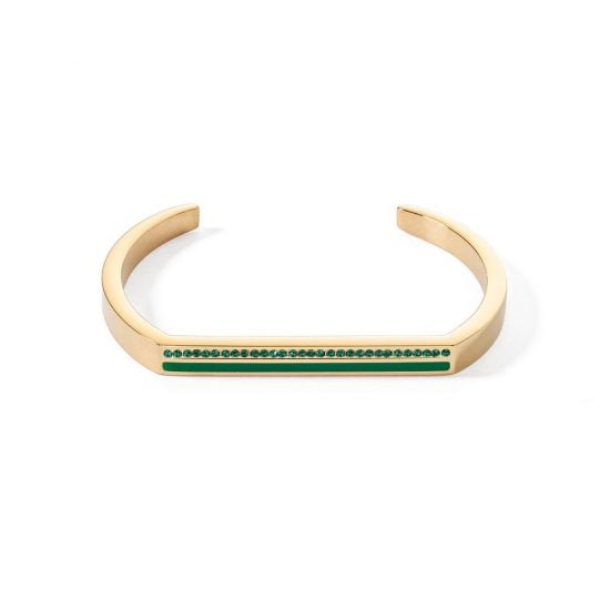 Bangle Cuff Square Stripes gold-green