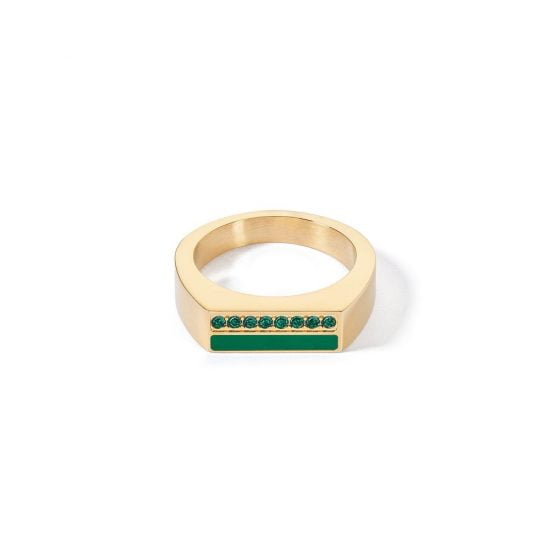 Ring Square Stripes gold-green