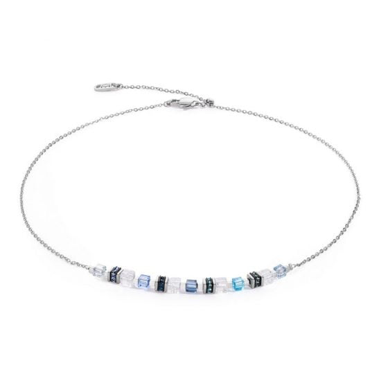 Necklace Mini Cubes & Chain silver-blue