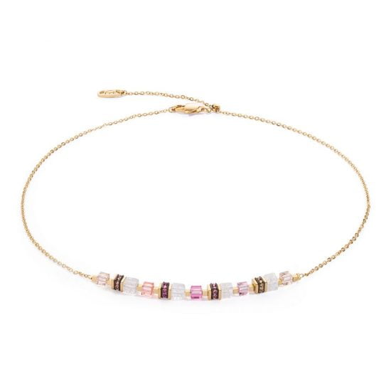 Necklace Mini Cubes & Chain gold-pink